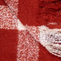 Red Plaid Woven Fringed Christmas Throw Blanket 50" x 60"
