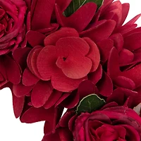 14" Wooden Rose Floral Spring Wreath