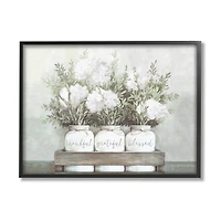 Stupell Industries Pristine Hydrangea Bouquets Thankful Grateful Blessed Sentiment in Frame Wall Art