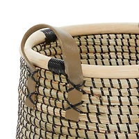 Natural Wheat Beige Round Contemporary Storage Basket Set