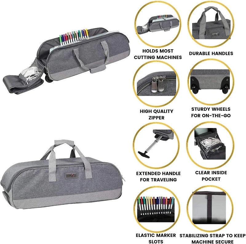 Everything Mary Heather Rolling Craft Tote for Cricut, Brother, and Silhouette Machines