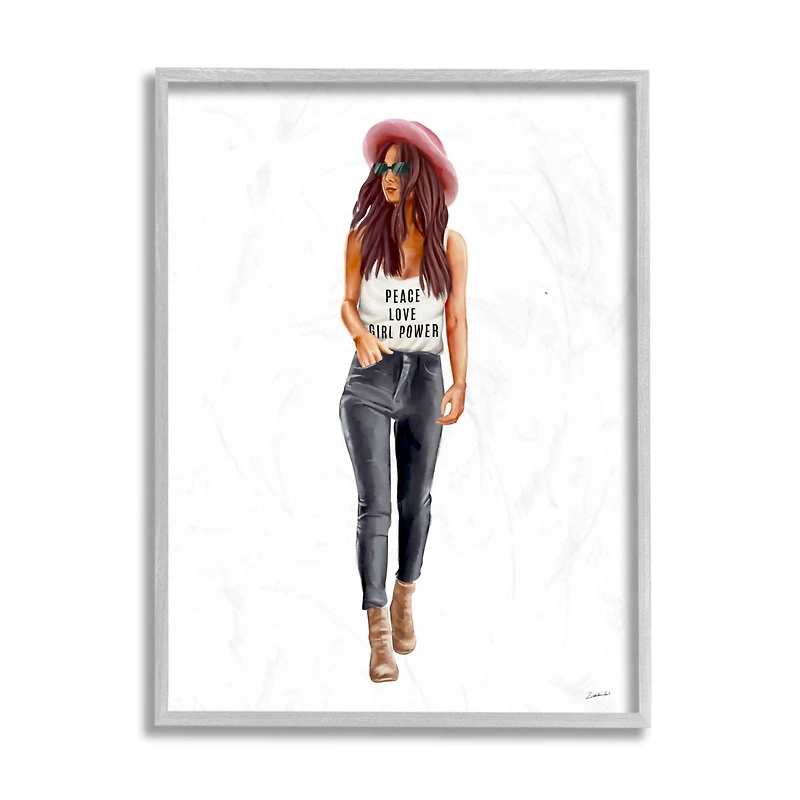 Stupell Industries Girl Power Phrase Fashionista Framed Wall Art