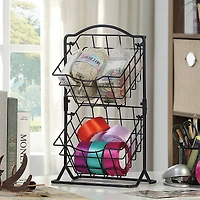 SunnyPoint Black 2-Tier Storage Basket