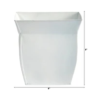 8" White Fluted Metal Square Planter