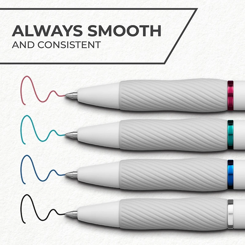 Sharpie® S-Gel™ 0.7mm Medium Point Classic Pens with White Fashion Barrel, 4ct.