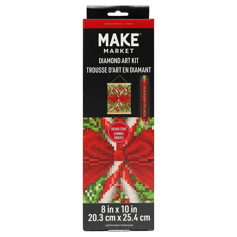 8" x 10" Candy Cane Diamond Art Kit with Frame by Make Market®