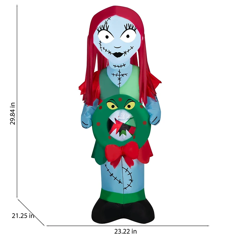 5ft. Airblown® Inflatable Christmas Sally in Patchwork Dress with Monster Wreath