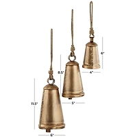 Bronze Metal Bohemian Decorative Cow Bell, Set of 3" 13", 11", 8"