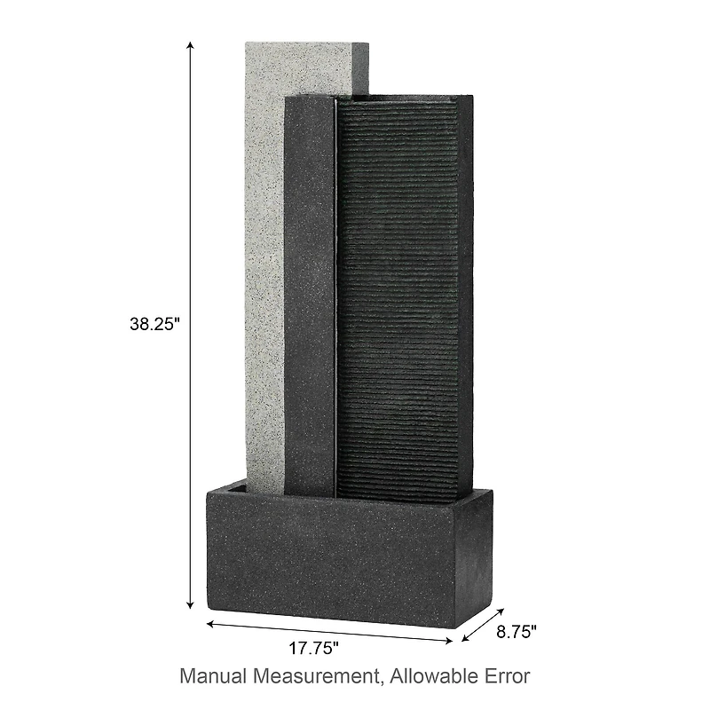 Glitzhome® 38.25" Modern LED Textured Surface Outdoor Floor Fountain