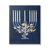 Stupell Industries Traditional Floral Hanukkah Menorah Canvas Wall Art