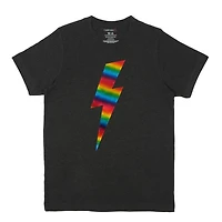 Pride Charcoal Rainbow Lightning Bolt Adult Crew Neck T-Shirt by Celebrate It