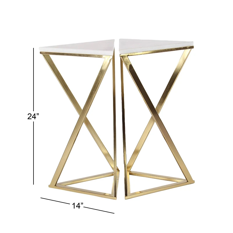 2ft. Gold Marble Contemporary Accent Table, 2ct.