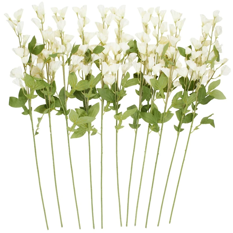 35" White Sweet Pea Artificial Flower Stem, 12ct.
