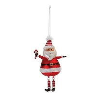 6" Glittered Glass Santa with Dangle Legs Ornaments, 6ct.