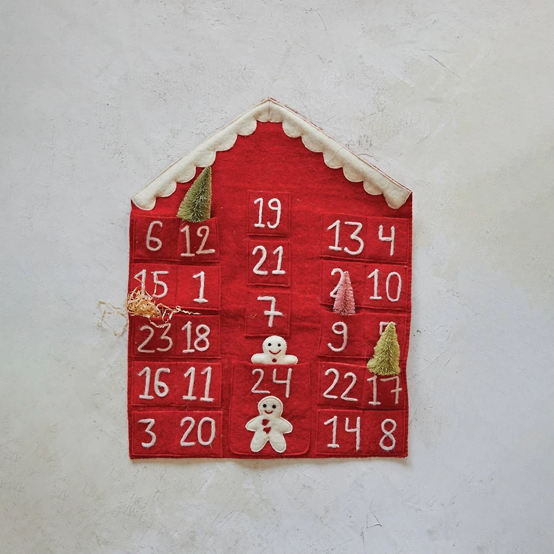 Hello Honey® 21.5" Gingerbread House Felt Advent Calendar Wall Hanging