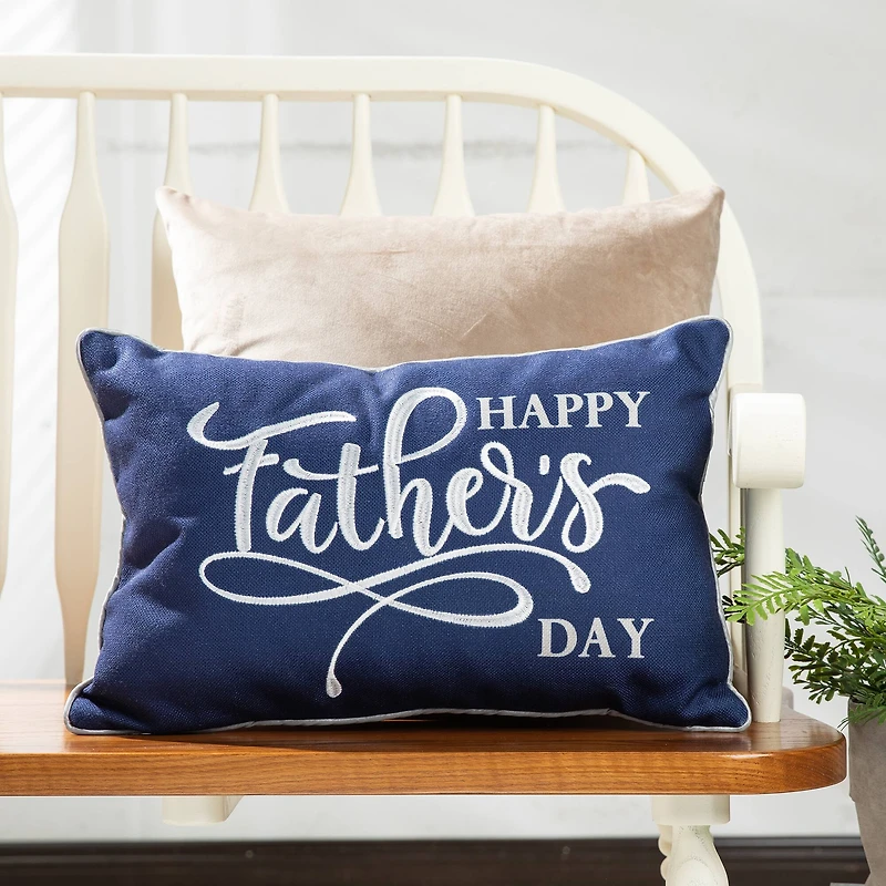 Glitzhome® 18" Faux Burlap Happy Father's Day Pillow