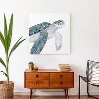 Sea Turtle Swimming 24" x 24" Canvas Wall Art