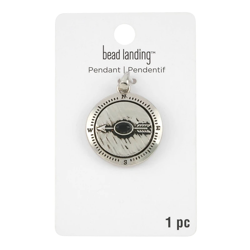 Silver Metal Compass Pendant by Bead Landing™
