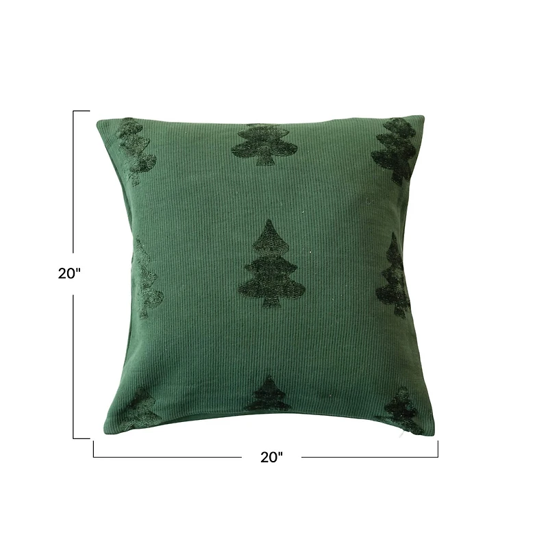 Hello Honey® 20" Green Square Woven Cotton Blend Jacquard Pillow