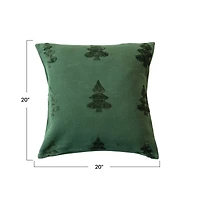 Hello Honey® 20" Green Square Woven Cotton Blend Jacquard Pillow