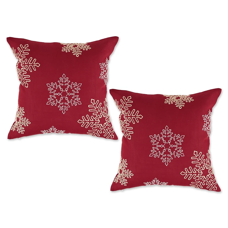 DII® Shimmering Snowflakes Leaves Embroidered Pillow Cover Set