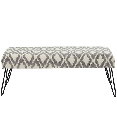 47" Gray Metal Diamond Bench with Metal Hairpin Legs