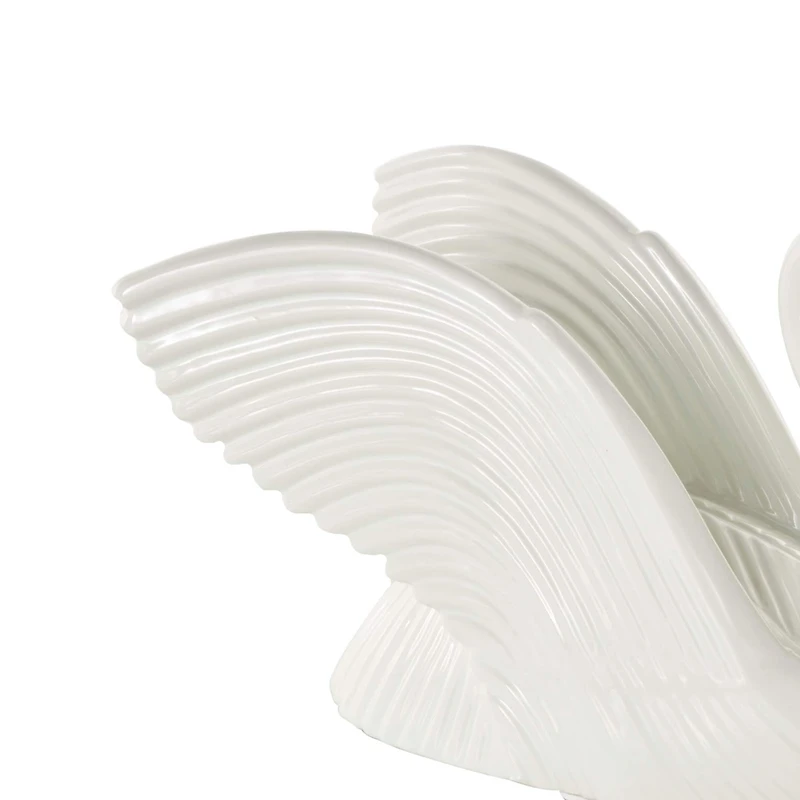 10.5" Ceramic Swan with Textured Grooves Sculpture