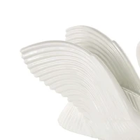 10.5" Ceramic Swan with Textured Grooves Sculpture