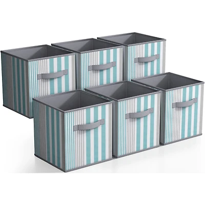 Sorbus 11" Aqua & Gray Foldable Storage Cubes, 6ct.