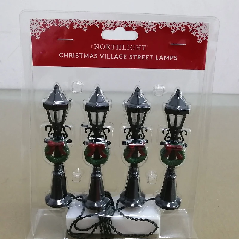 4.75" Christmas Village Lighted Street Lamps, 4ct.