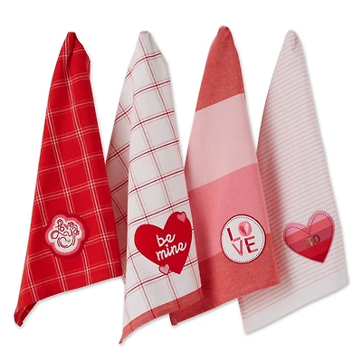 Asst Love Embellished Dishtowel (Set of 4)