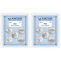 2007P & 2007D Statehood Quarters Graded MS63 Brilliant Uncirculated 