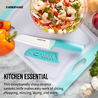 Farberware 5" Aqua Ceramic Santoku Knife with Sheath