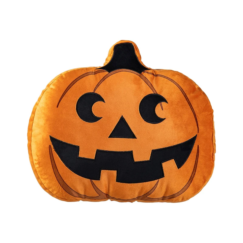 Glitzhome® 15.5"L Fall and Halloween Fabric Double Sided Pumpkin Pillow