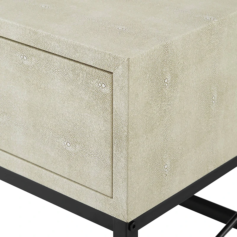Off White 2-Drawer Faux Shagreen Coffee Table
