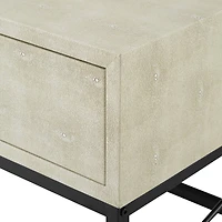 Off White 2-Drawer Faux Shagreen Coffee Table