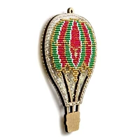 Wonderland Crafts Red & Green Hot Air Balloon Christmas Ornament Bead Embroidery Kit