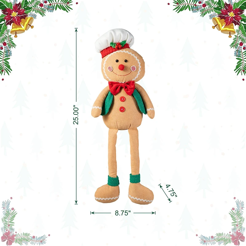 Glitzhome® 25" Fabric Christmas Gingerbread Man Shelf Sitter