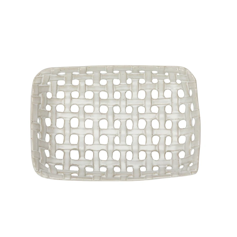 Hello Honey® 6.5" Handmade White Stoneware Basket Dishes, 4ct.
