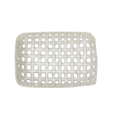 Hello Honey® 6.5" Handmade White Stoneware Basket Dishes, 4ct.