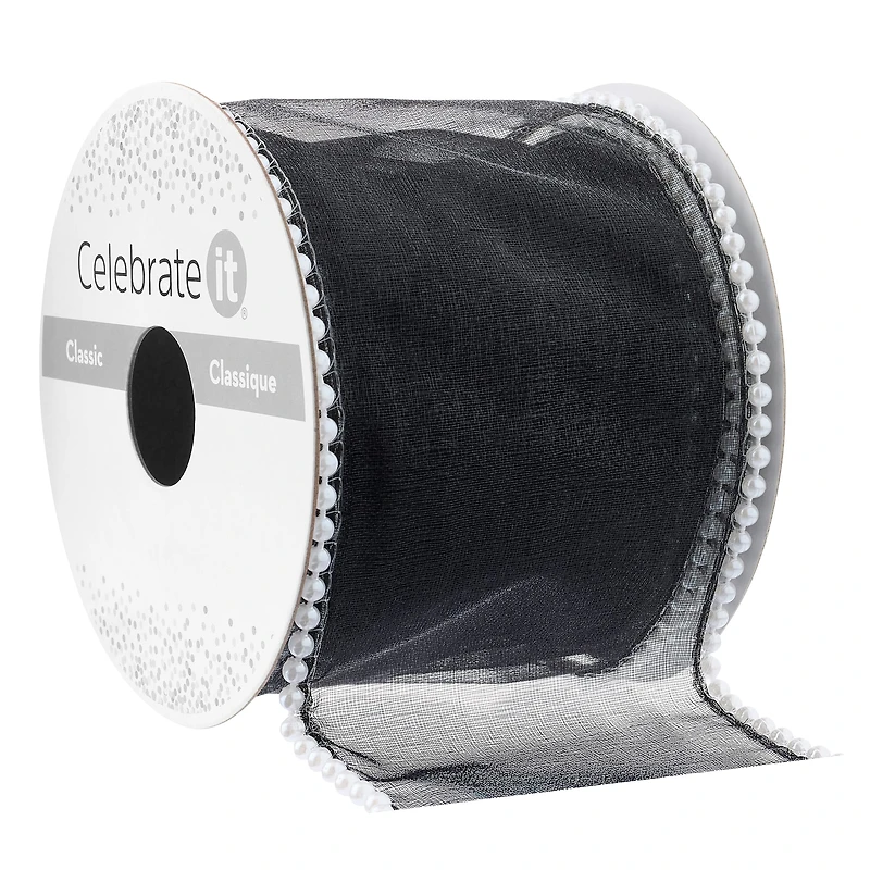 2.5" x 3yd. Sheer Wired Pearl Edge Ribbon by Celebrate It™ Classic