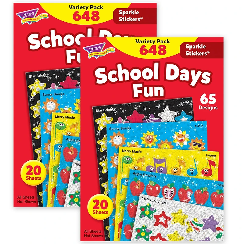 Trend Enterprises® Sparkle Stickers® School Days Variety Pack, 2 ct.