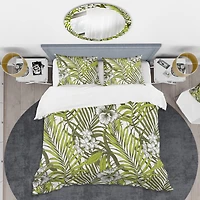Designart 'Tropical Palm Leaves I' Mid-Century Duvet Cover Set