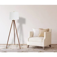 Hello Honey® Mid-Century Modern Tripod Wood Floor Lamp with Linen Shade