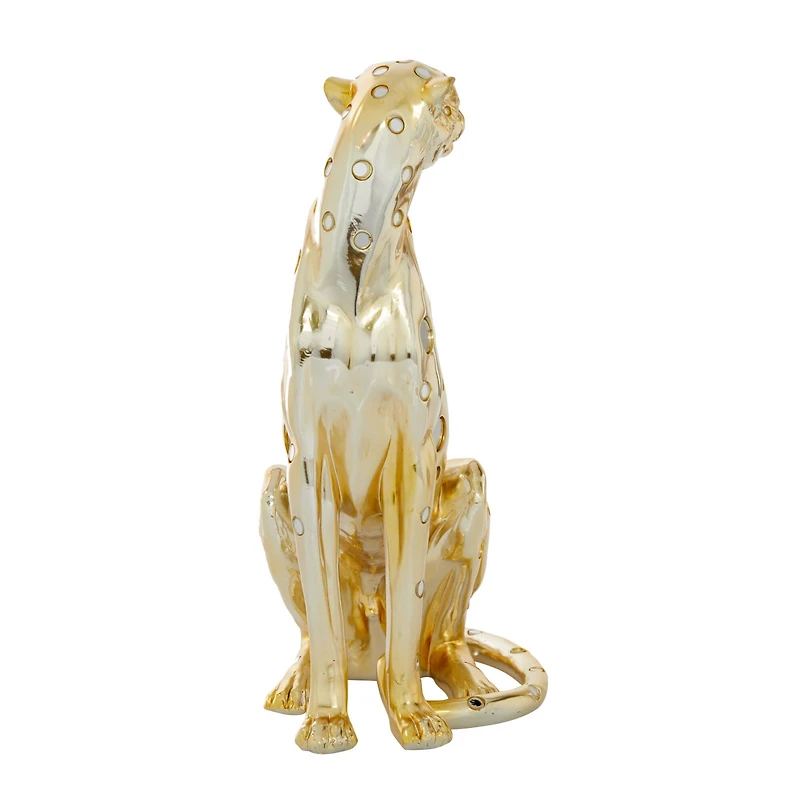 16" Gold Leopard Glam Statue