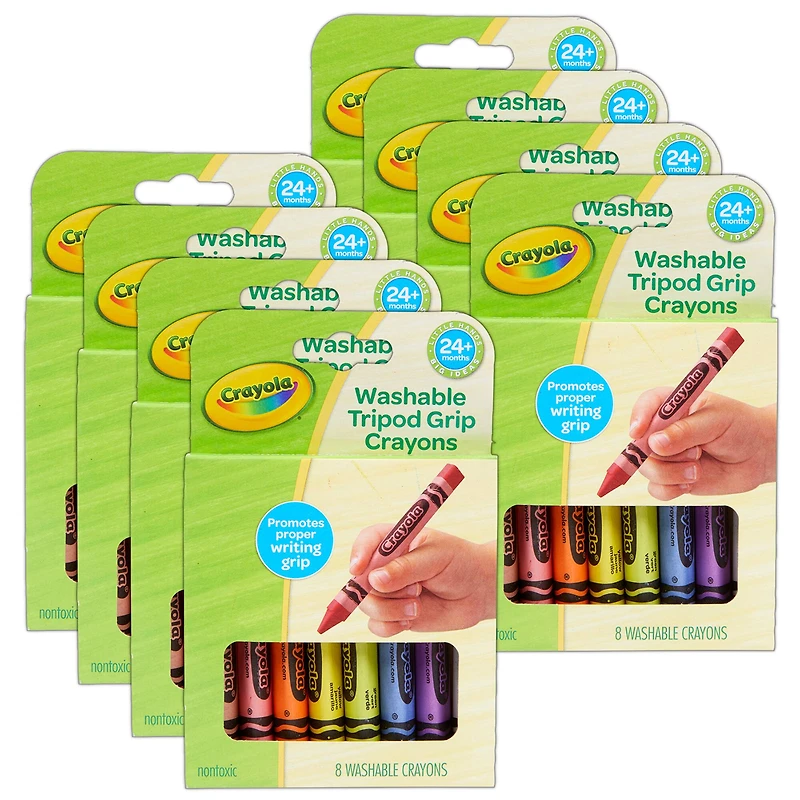 Crayola® Washable Tripod Grip Crayons, 8 Packs of 8
