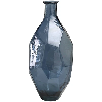 24" Blue Recycled Glass Tall Spanish Bottleneck Vase