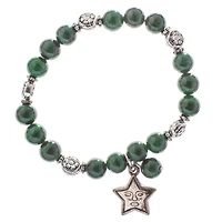 John Bead Malachite Natural Stone Stretch Bracelet with Star Charm