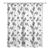 Simple Black Floral 71" x 74" Shower Curtain