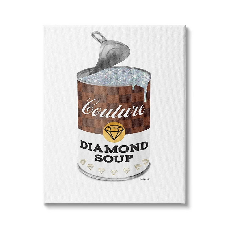 Stupell Industries Couture Fashion Pop Condensed Soup Can Brown Glam Canvas Wall Art